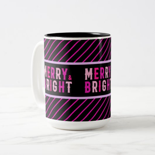 Schattige Kleurrijk Gestreept Patroon, Kerstmisgif Tweekleurige Koffiemok (Voorkant links)