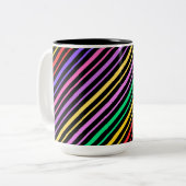 Schattige Kleurrijk Gestreept Patroon, Kerstmisgif Tweekleurige Koffiemok (Voorkant links)