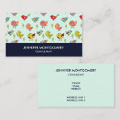 Schattige kleurrijk grillig vogelpatroon visitekaartje (Voorkant / Achterkant)