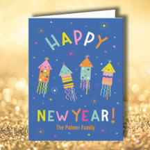 Schattige kleurrijk Happy New Year Fireworks