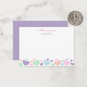 Schattige Kleurrijk Hart Girly Script Briefpapier Notitiekaartje (Voorkant / Achterkant in situ)