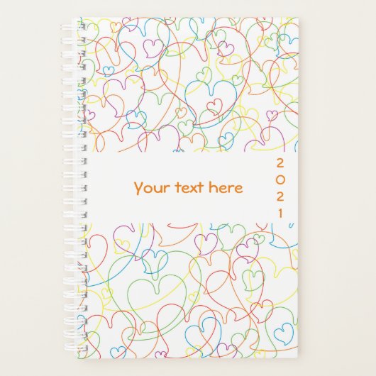 Schattige kleurrijk hartenpatroon - Hearts Net Cla Planner (Voorkant)