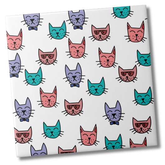 Schattige kleurrijk kattenpatroon tegeltje