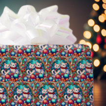 Schattige Kleurrijk Kerst Katten Glas in lood Patr