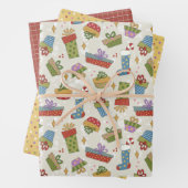 Schattige, kleurrijk kerstcadeauontwerp inpakpapier vel (In situ)