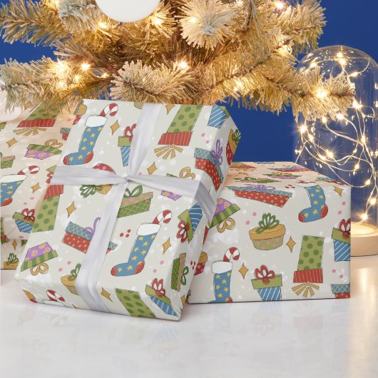Schattige kleurrijk kerstcadeautjes inpakpapier (Feestdagen)