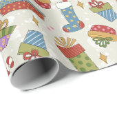 Schattige kleurrijk kerstcadeautjes inpakpapier (Rol Hoek)