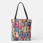 Schattige Kleurrijk Kittens Patroon Tote Bag (Achterkant)