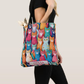 Schattige Kleurrijk Kittens Patroon Tote Bag (Dichtbij)
