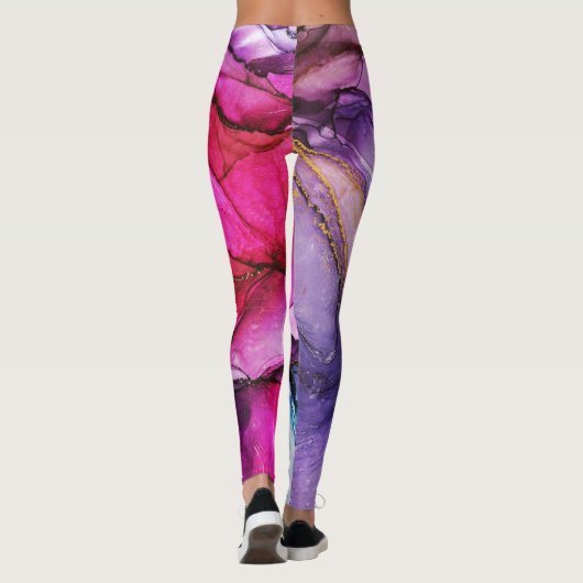 Schattige Kleurrijk Marmerpatroon Leggings (Achterkant)