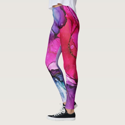 Schattige Kleurrijk Marmerpatroon Leggings (Links)