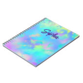 Schattige kleurrijk meisjesmarmerend monogram notitieboek (Linkerzijde)