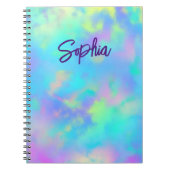 Schattige kleurrijk meisjesmarmerend monogram notitieboek (Voorkant)