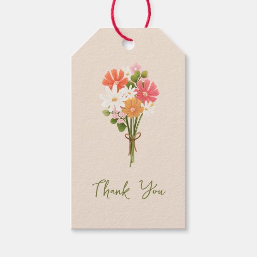 Schattige kleurrijk modern bloemenboeket bedankt cadeaulabel (Voorkant)