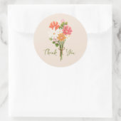 Schattige kleurrijk modern bloemenboeket bedankt ronde sticker (Tas)