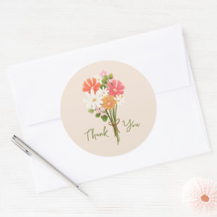 Schattige kleurrijk modern bloemenboeket bedankt ronde sticker