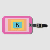 Schattige & Kleurrijk Monogram Letternaam Girly Fu Bagagelabel (Voorkant (horizontaal))