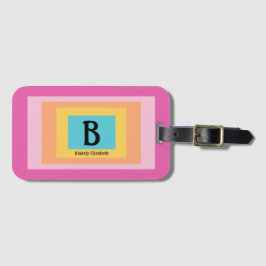 Schattige & Kleurrijk Monogram Letternaam Girly Fu Bagagelabel