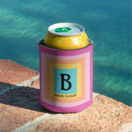 Schattige & Kleurrijk Monogram Letternaam Girly Fu Blikjeskoeler