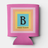 Schattige & Kleurrijk Monogram Letternaam Girly Fu Blikjeskoeler (Achterkant)