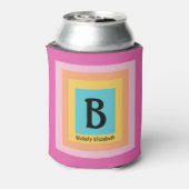 Schattige & Kleurrijk Monogram Letternaam Girly Fu Blikjeskoeler (Blikje Achterkant)