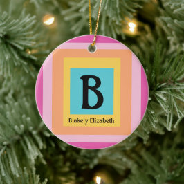 Schattige & Kleurrijk Monogram Letternaam Girly Fu Keramisch Ornament