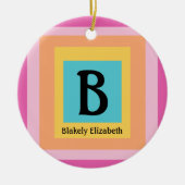 Schattige & Kleurrijk Monogram Letternaam Girly Fu Keramisch Ornament (Voorkant)