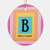 Schattige & Kleurrijk Monogram Letternaam Girly Fu Keramisch Ornament (Links)