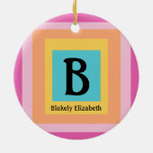 Schattige & Kleurrijk Monogram Letternaam Girly Fu Keramisch Ornament (Achterkant)