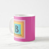 Schattige & Kleurrijk Monogram Letternaam Girly Fu Koffiemok (Voorkant links)