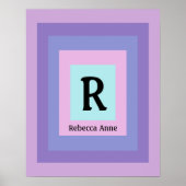 Schattige & Kleurrijk Monogram Letternaam Girly Fu Poster (Voorkant)