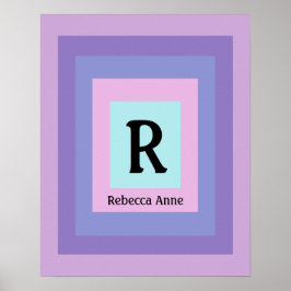 Schattige & Kleurrijk Monogram Letternaam Girly Fu Poster