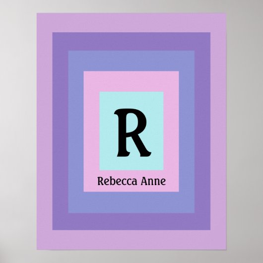 Schattige & Kleurrijk Monogram Letternaam Girly Fu Poster (Voorkant)