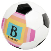 Schattige & Kleurrijk Monogram Letternaam Girly Fu Voetbal (Drie kwart)