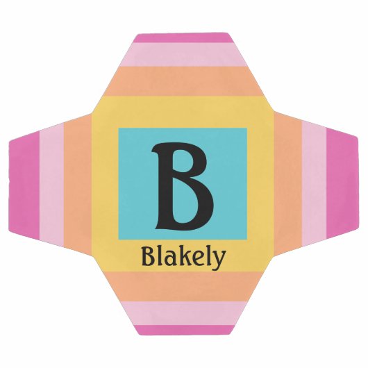 Schattige & Kleurrijk Monogram Letternaam Girly Fu Voetbal (Enkel)