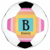 Schattige & Kleurrijk Monogram Letternaam Girly Fu Voetbal (Voorkant)