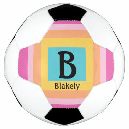 Schattige & Kleurrijk Monogram Letternaam Girly Fu Voetbal