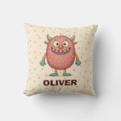 Schattige kleurrijk monster gepersonaliseerd kussen (Voorkant)