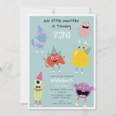 Schattige Kleurrijk Monsters Blauw Jongens Verjaar Kaart (Voorkant)