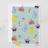 Schattige Kleurrijk Monsters Blauw Jongens Verjaar Kaart (Achterkant)