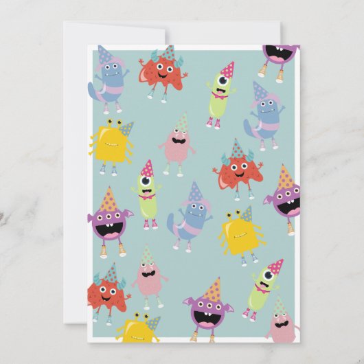 Schattige Kleurrijk Monsters Blauw Jongens Verjaar Kaart (Achterkant)