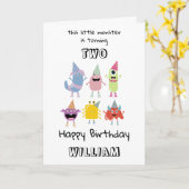 Schattige kleurrijk Monsters Grappig Jongens Verja Kaart (Gele Bloem)