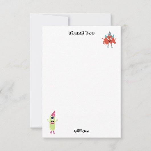Schattige kleurrijk Monsters Grappig Kids Verjaard Bedankkaart (Voorkant)