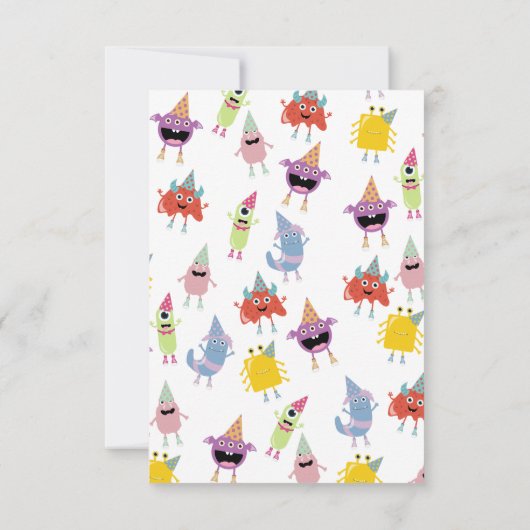 Schattige kleurrijk Monsters Grappig Kids Verjaard Bedankkaart (Achterkant)