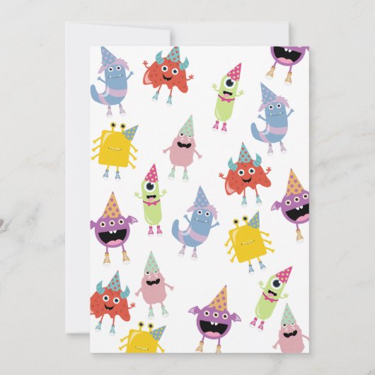 Schattige kleurrijk Monsters Grappig Kids Verjaard Kaart (Achterkant)