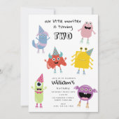 Schattige kleurrijk Monsters Grappig Kids Verjaard Kaart (Voorkant)