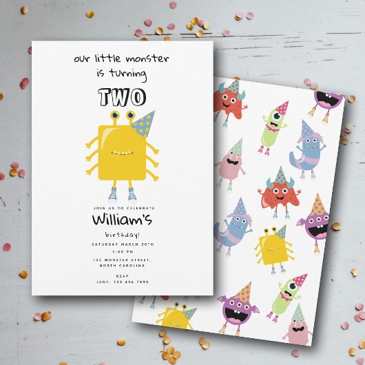 Schattige kleurrijk Monsters Grappig Kids Verjaard Kaart