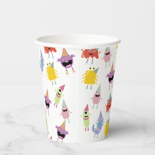 Schattige kleurrijk Monsters Grappig Kids Verjaard Papieren Bekers (Rechts)