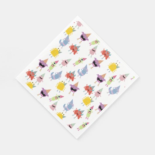 Schattige kleurrijk Monsters Grappig Kids Verjaard Servet (Hoek)