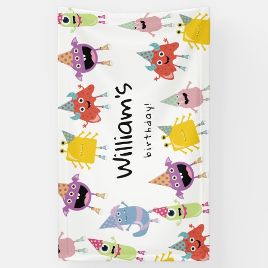 Schattige kleurrijk Monsters Grappig Kids Verjaard Spandoek (Verticaal)
